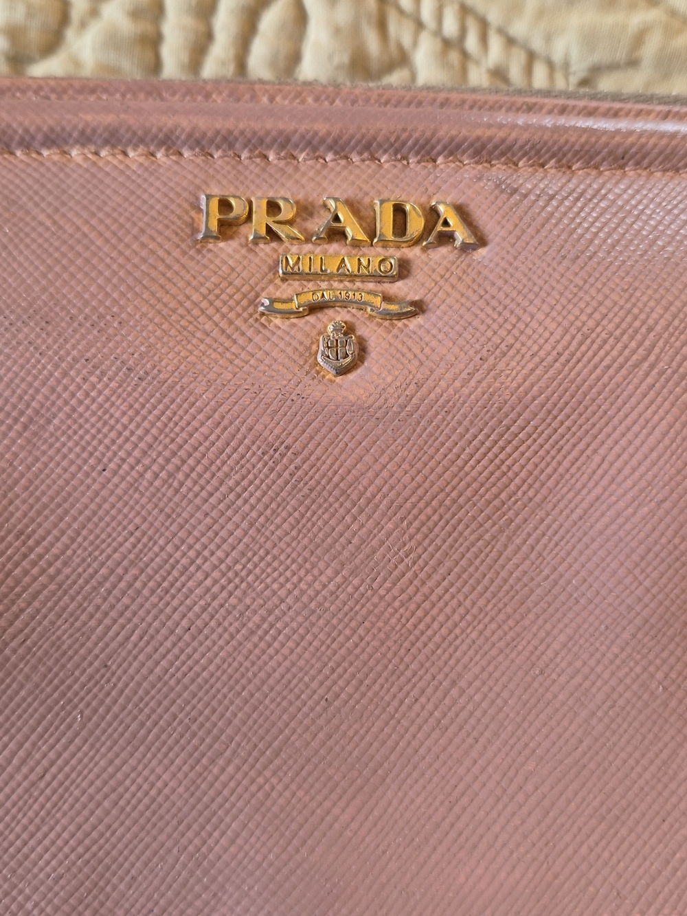 Prada Rose Pink Saffiano Zip Wallet with Gold Logo - Picture 6 of 8
